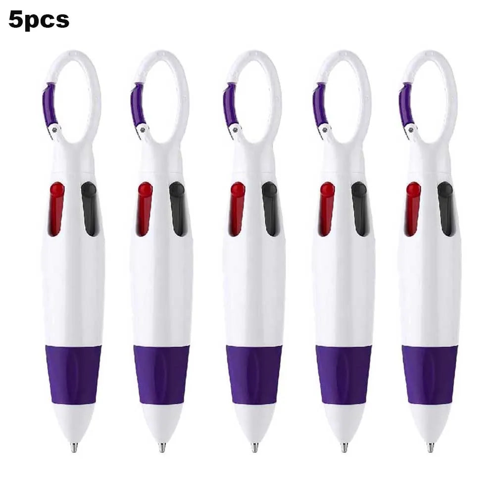 Einziehbare 4-in-1 Kugelschreiber mit Karabiner Clip Packung 4-12 Stück