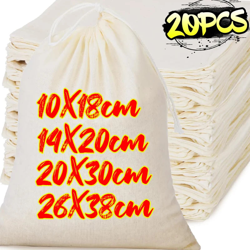 Baumwollbeutel mit Kordelzug als wiederverwendbares Filtertuch