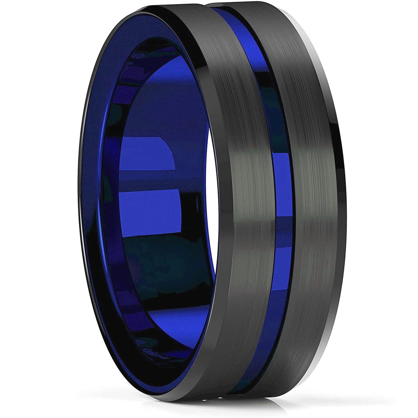 Fashio Männer Ringe Schwarz Titan Edelstahl Ringe Für Männer Frauen Ziegel Muster Finish Abgeschrägte Kante Hochzeit Ring Partei Schmuck