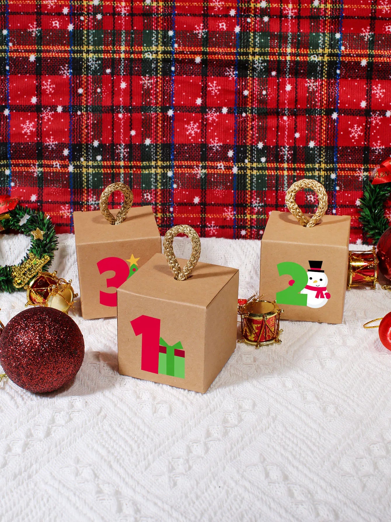 Weihnachts-Adventskalenderblöcke aus Holz mit 24-tägigem Countdown