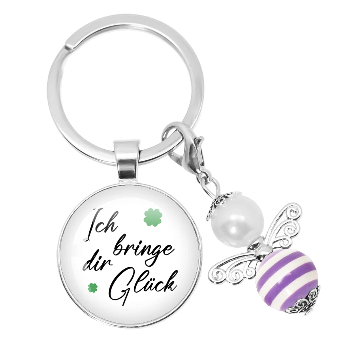 Glücksbringer Schlüsselanhänger mit vierblättrigem Kleeblatt Design