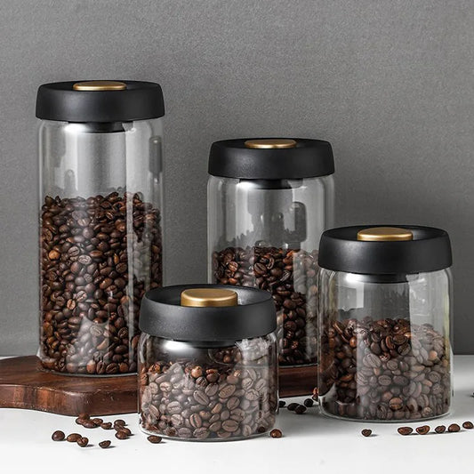 Frischegarantie für Kaffeebohnen: 501ml Vakuum-Glasbehälter, umweltfreundlich