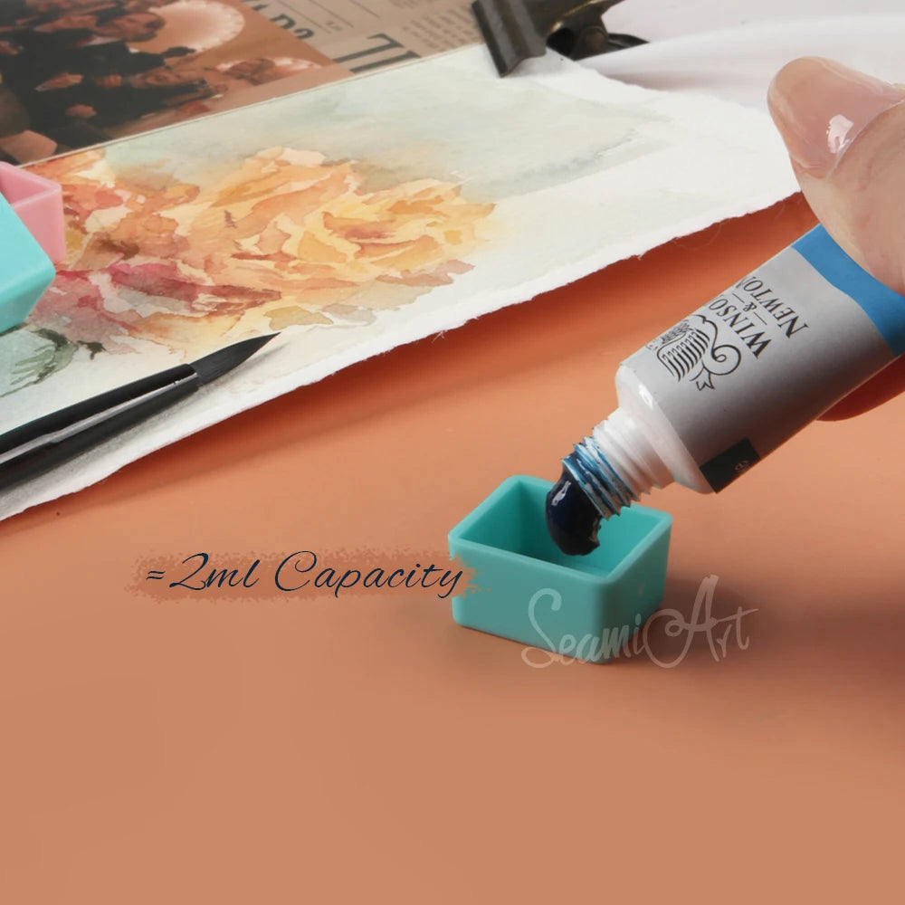 50 magnetische Halbpfannen in 4 Farben – Perfekte Organisation für Aquarellpaletten