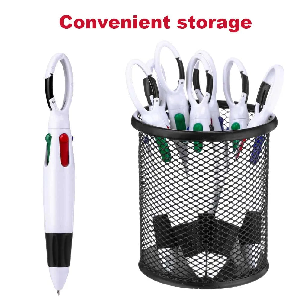 Einziehbare 4-in-1 Kugelschreiber mit Karabiner Clip Packung 4-12 Stück