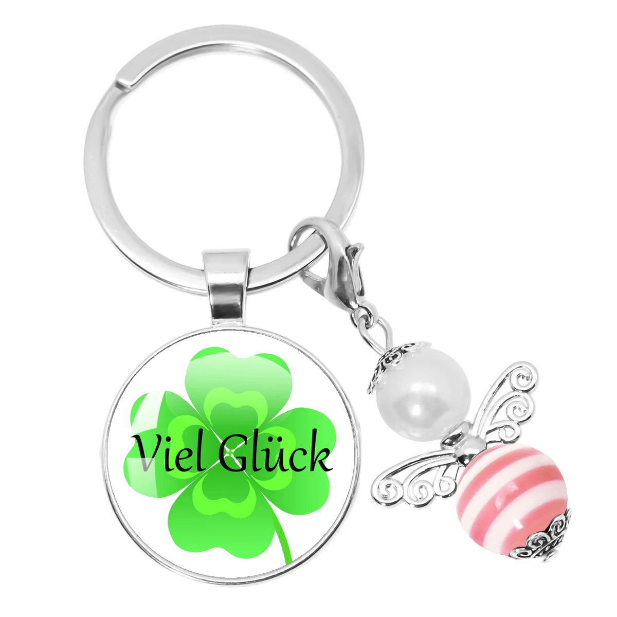 Glücksbringer Schlüsselanhänger mit vierblättrigem Kleeblatt Design