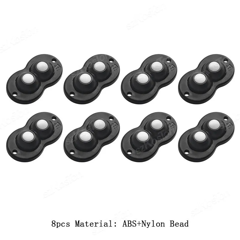 Selbstklebende Mini Lenkrolle aus ABS mit Stahl- oder Nylonkugeln, 360° Drehbar