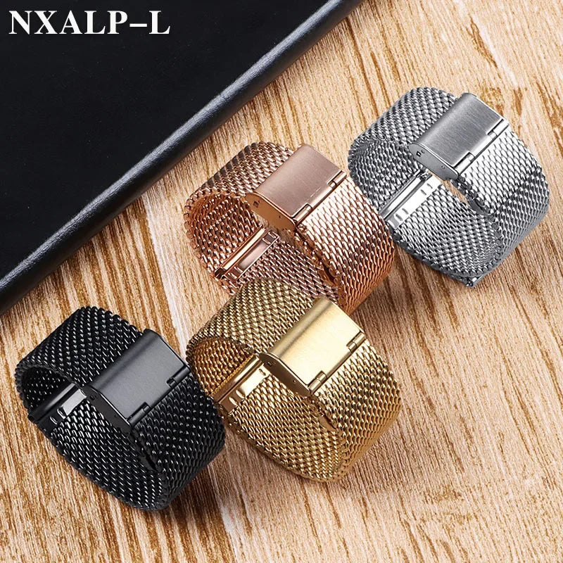 Elegantes Milanese Mesh Edelstahl-Uhrenarmband 18-24mm mit Sicherheitsverschluss