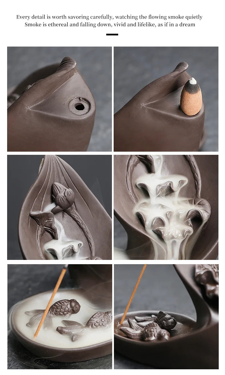 Kreatives lila Lotusblatt Räuchergefäß aus Keramik