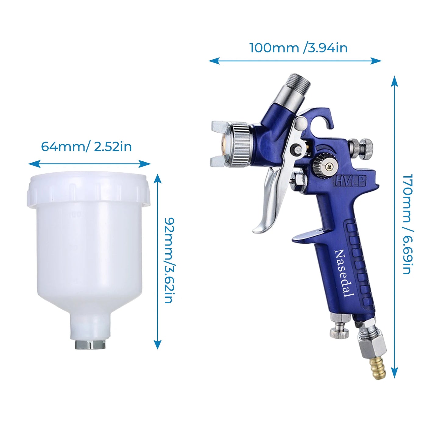 Effiziente HVLP Spritzpistole 0,8/1,0mm mit 125ml Becher – Präzises Airbrush-Set
