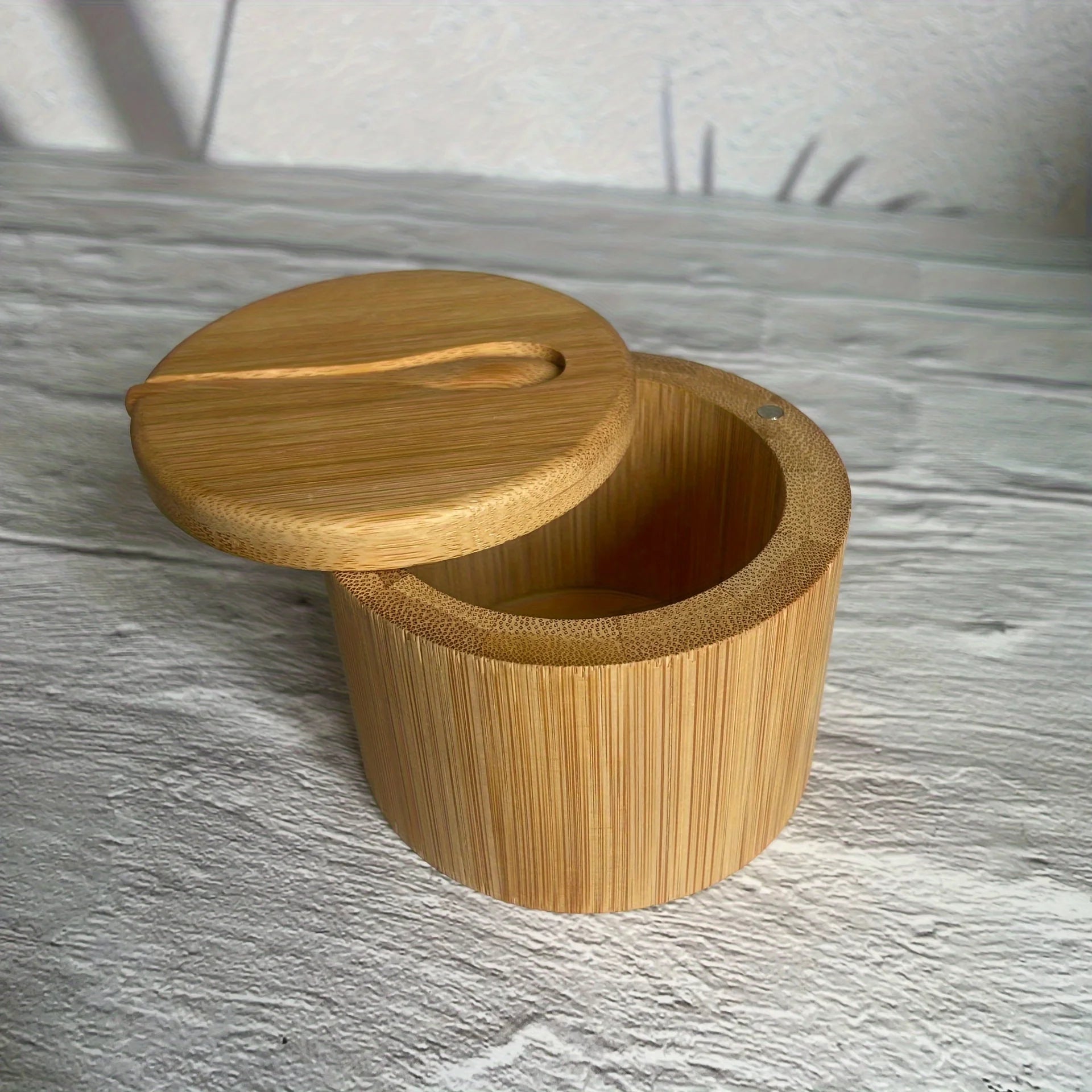 Salz und Pfefferstreuer Set aus Bambus mit drehbarem Löffelverschluss