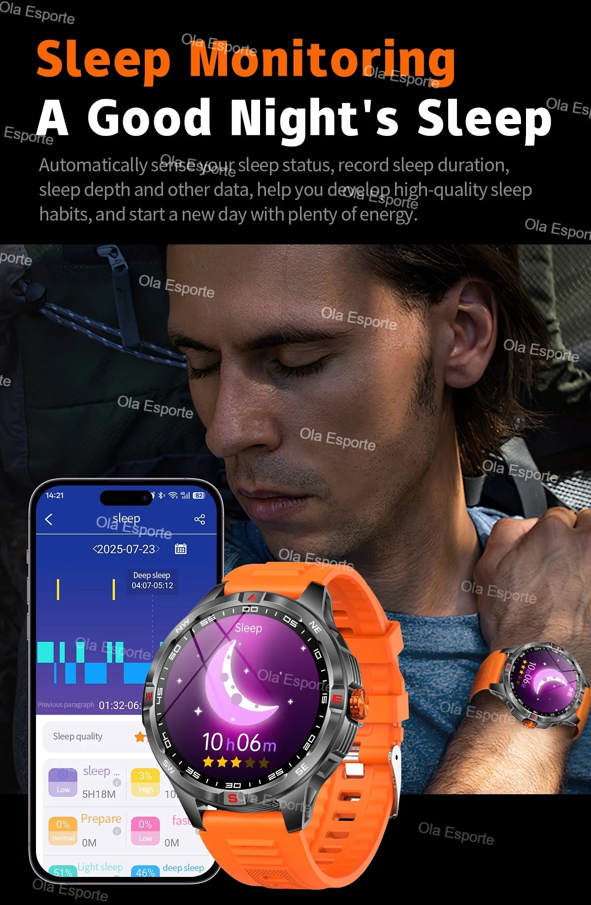 Sportliche Smartwatch mit Herzfrequenz und Gesundheitsüberwachung