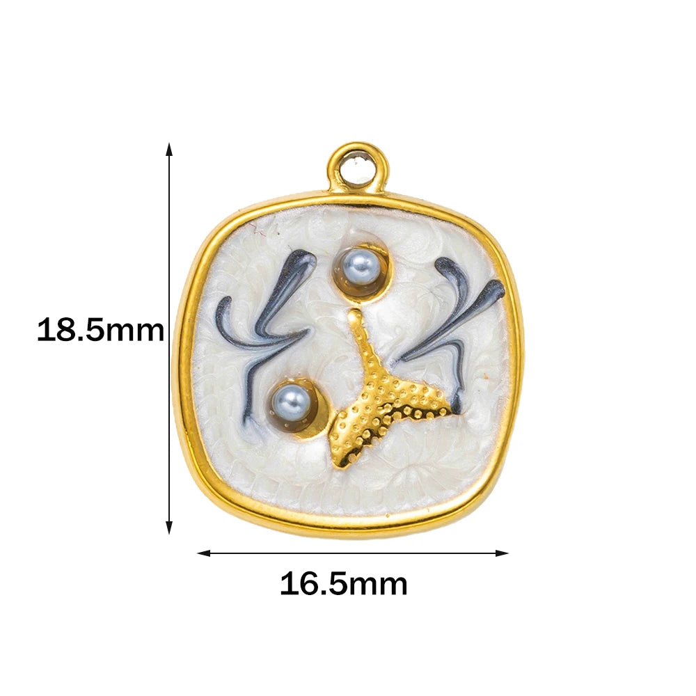 5-teiliges Edelstahl Charms Set Seestern golden für Schmuck DIY