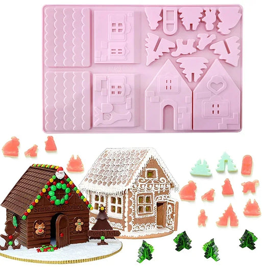 Silikonform Lebkuchenhaus für Kuchen- und Keksdekoration zu Weihnachten