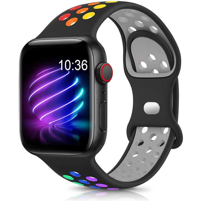 Sportliches Silikonarmband kompatibel mit Smartwatch 38-49 mm Modelle