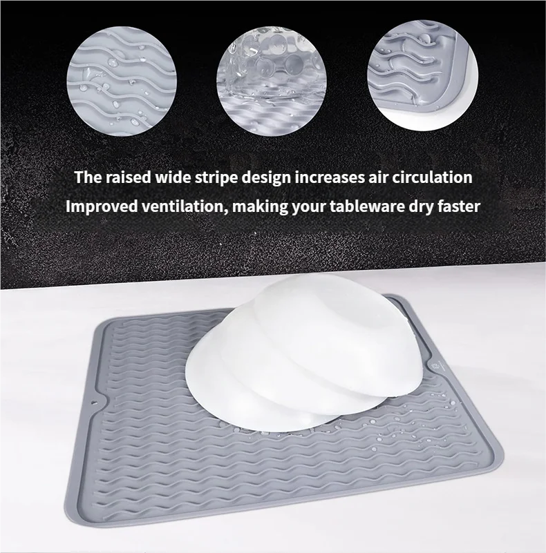 Küchenarbeitsplatte Silikon rutschfest Entwässerung Trockenunterlage faltbar