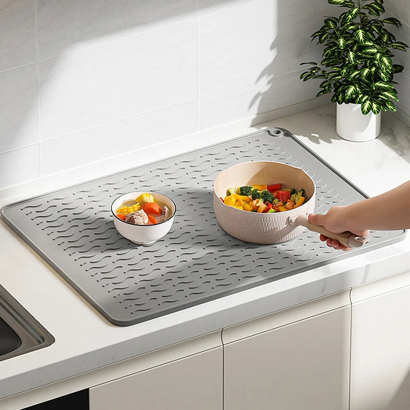 Silikon Geschirr-Trocknungsmatte, faltbar und rutschfest