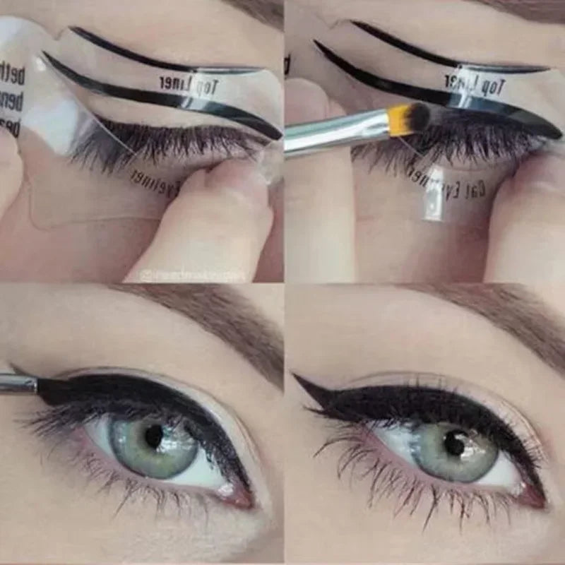2er Set Eyeliner-Schablonen für präzises Augen-Make-up und Augenbrauenform