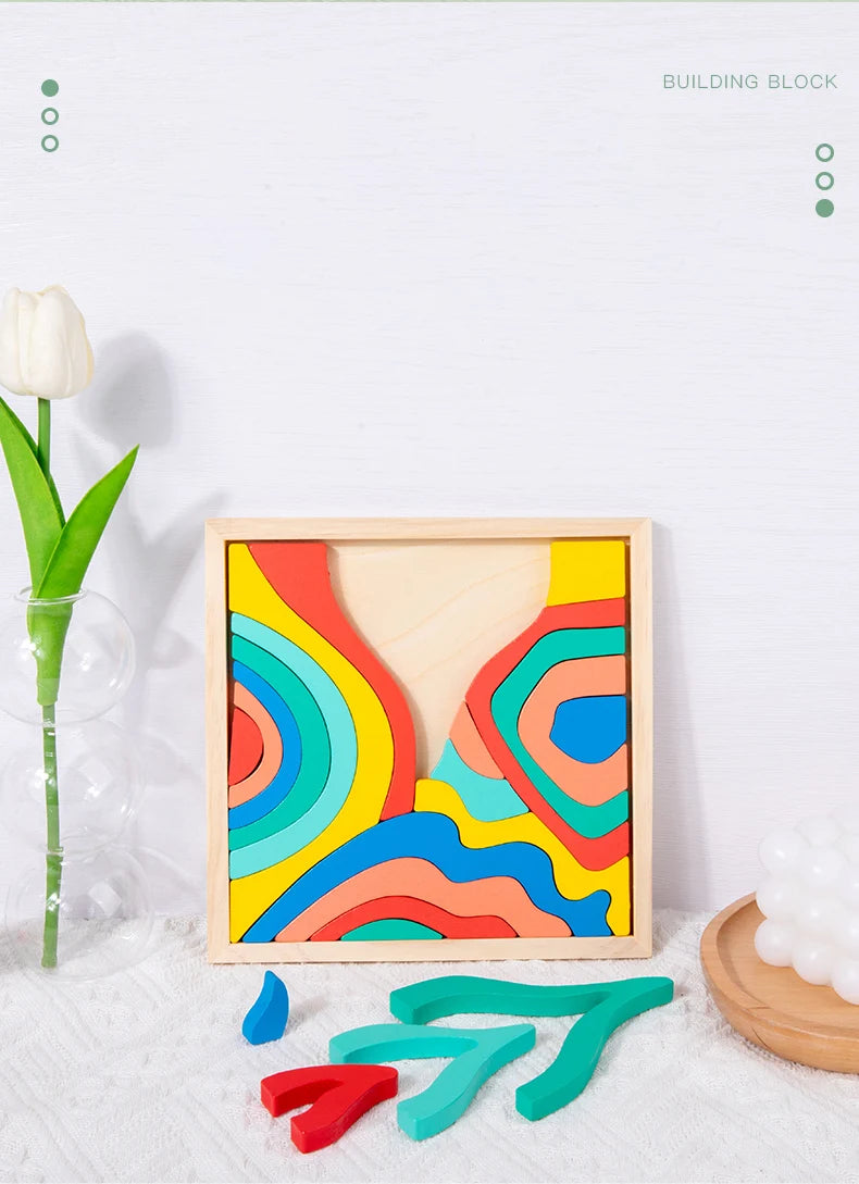 Kinder Holzblöcke Set - Regenbogen Farben - Fördert Kreativität und Motorik