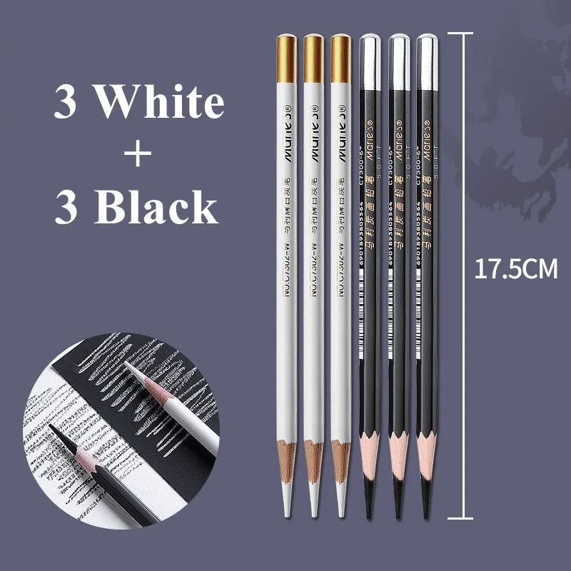 6-teiliges Zeichenbleistifte Set für Schwarz Weiß Skizzen-Yabubestshop