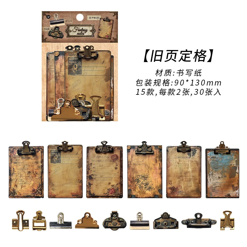 30er Pack Vintage Uhr Aufkleber – Nostalgie für Scrapbooking - DIY-Kunst