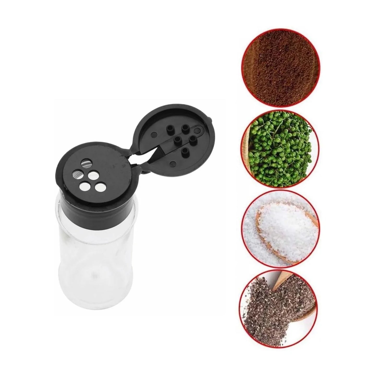 12er-Pack Kunststoff Salz und Pfefferstreuer mit Deckel 3,5 oz transparent