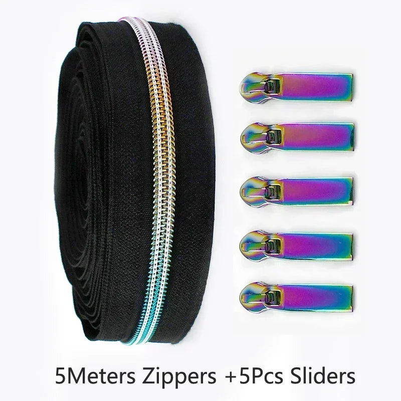 Nylon Reißverschlussband & Schieber Set 5m für Reparaturen Kleidung Taschen #5