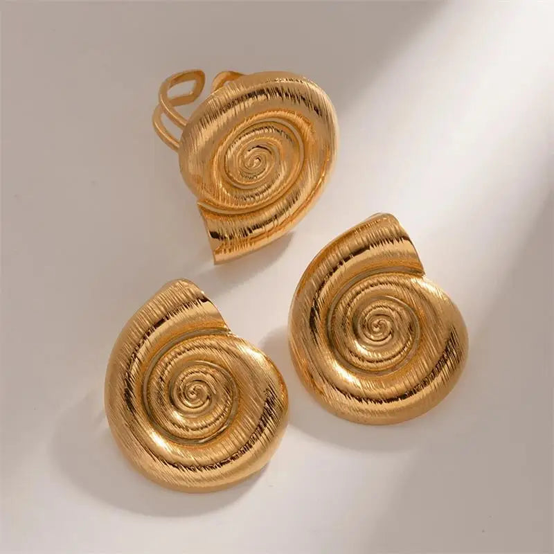 Dicke Edelstahl Muschel Ohrstecker Bolzen mit 18K Vergoldung