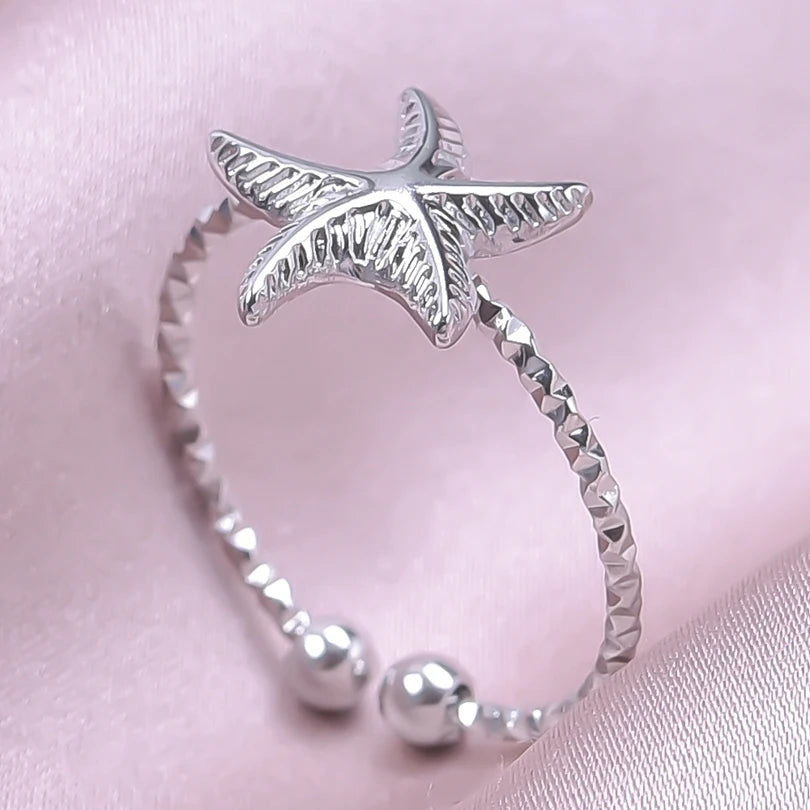 6 teiliges Edelstahlring Set mit Meeresmotiven für Frauen und Männer