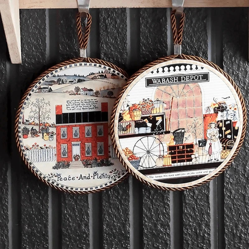 Runde Keramik Tisch Matte 17x17 cm Hitzebeständig Isolierpad Retro Stil