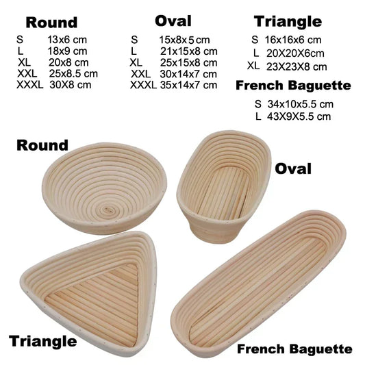 5/8-teiliges Brot-Banneton-Set aus natürlichem Rattan für Backen
