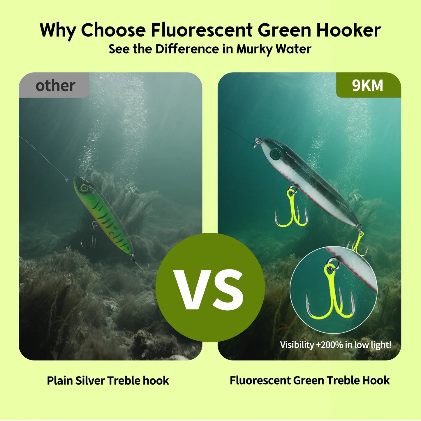 Extra Starke UV Drillinge für Süßwasser Angeln 2X Robust & Fluoreszierend