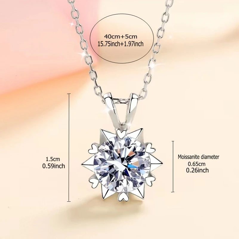 925 Sterling Silber Moissanit Schneeflocke Halskette für Frauen
