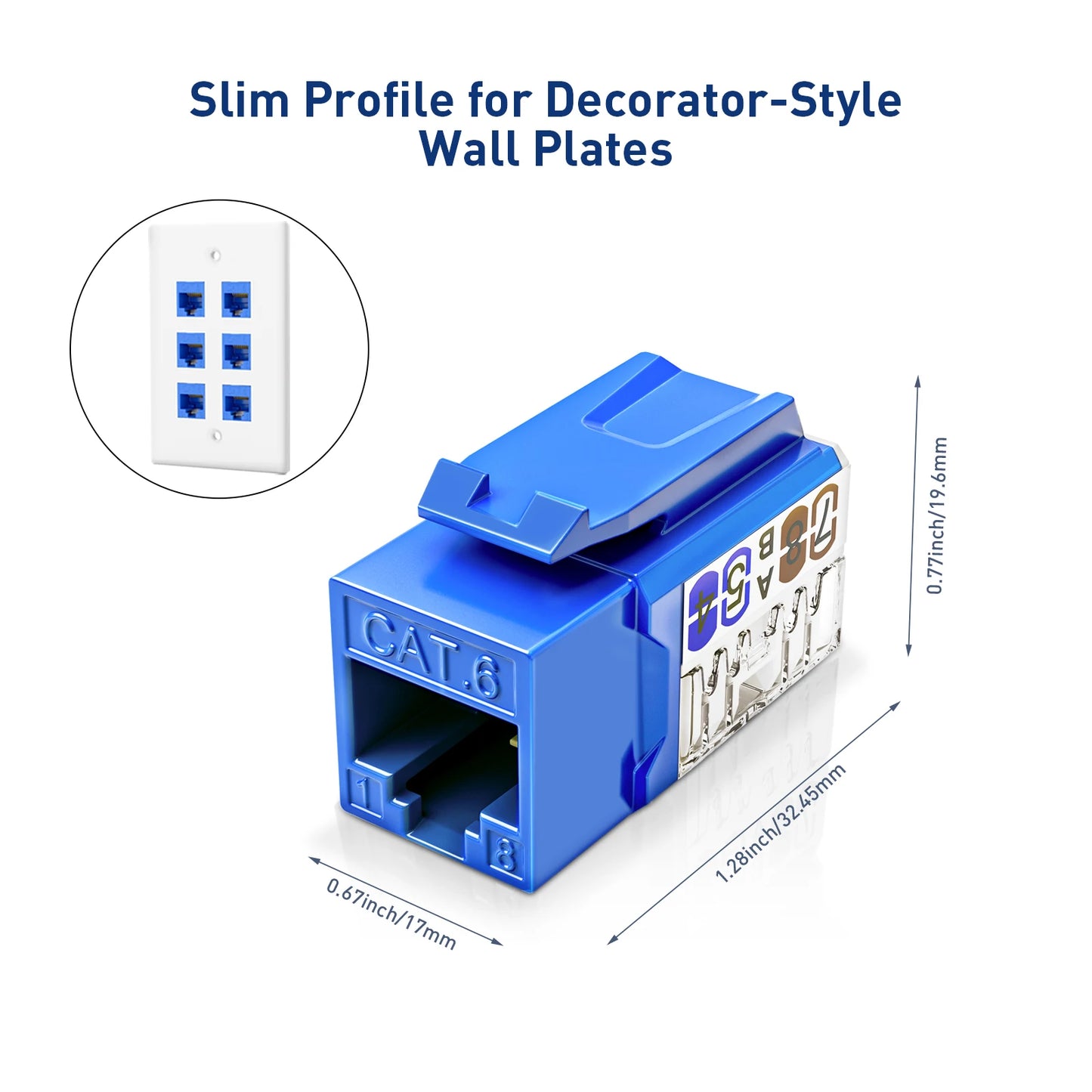 RJ45 Cat6 Keystone Buchsen 90 Grad Ethernet Punch Down Adapter Slim