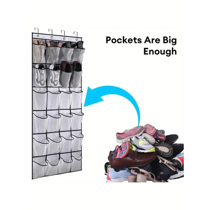 Wandmontierter Schuh Organizer mit 24 Fächern aus Stoff
