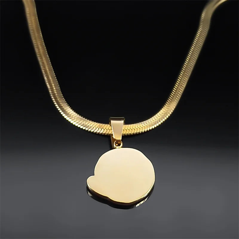 Mond Herz Emaille Lava Anhänger Halskette für Frauen Gold Edelstahl