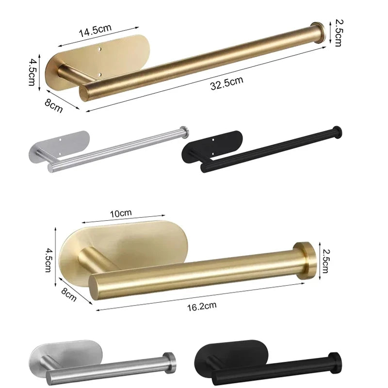 Vielseitiger Selbstklebender Edelstahl Halter für Toilettenpapier Küchenrolle Handtücher