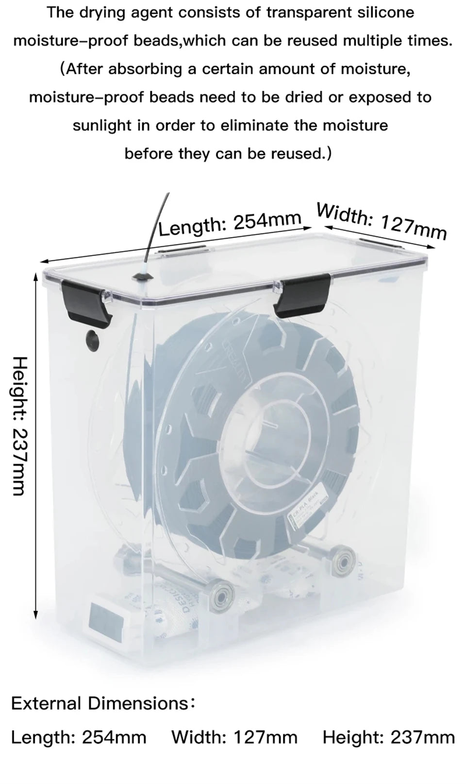 Luftdichte Filament Trocknerbox mit Echtzeitüberwachung