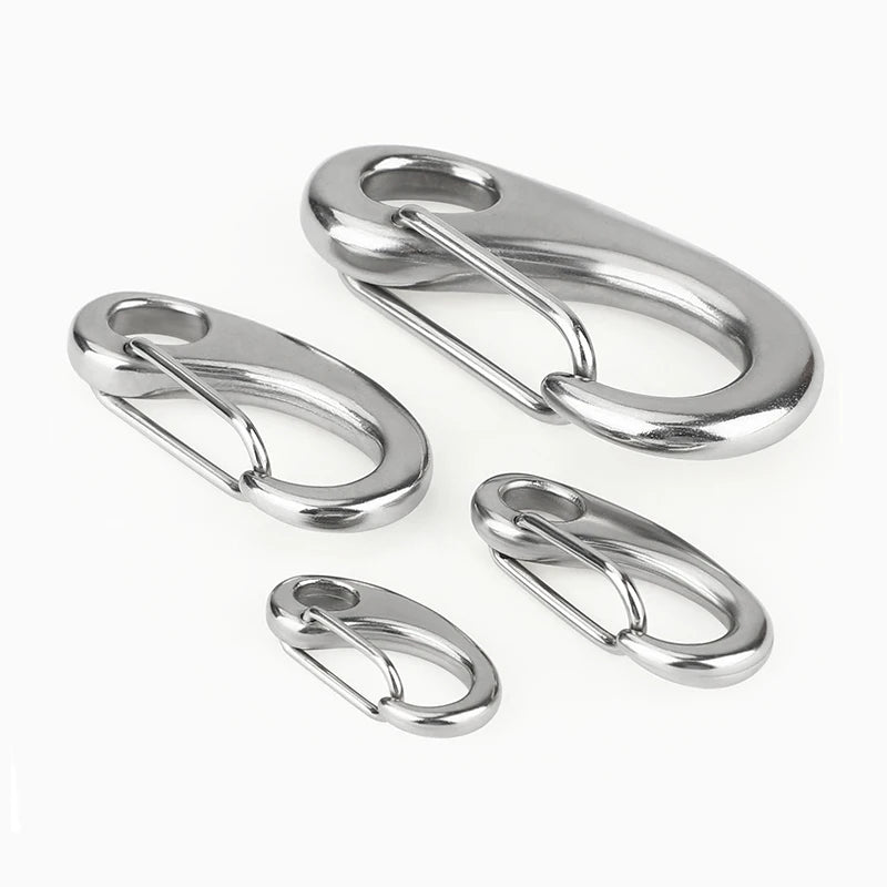 Multifunktionaler Edelstahl Karabinerhaken in Eiform für Outdoor und Camping