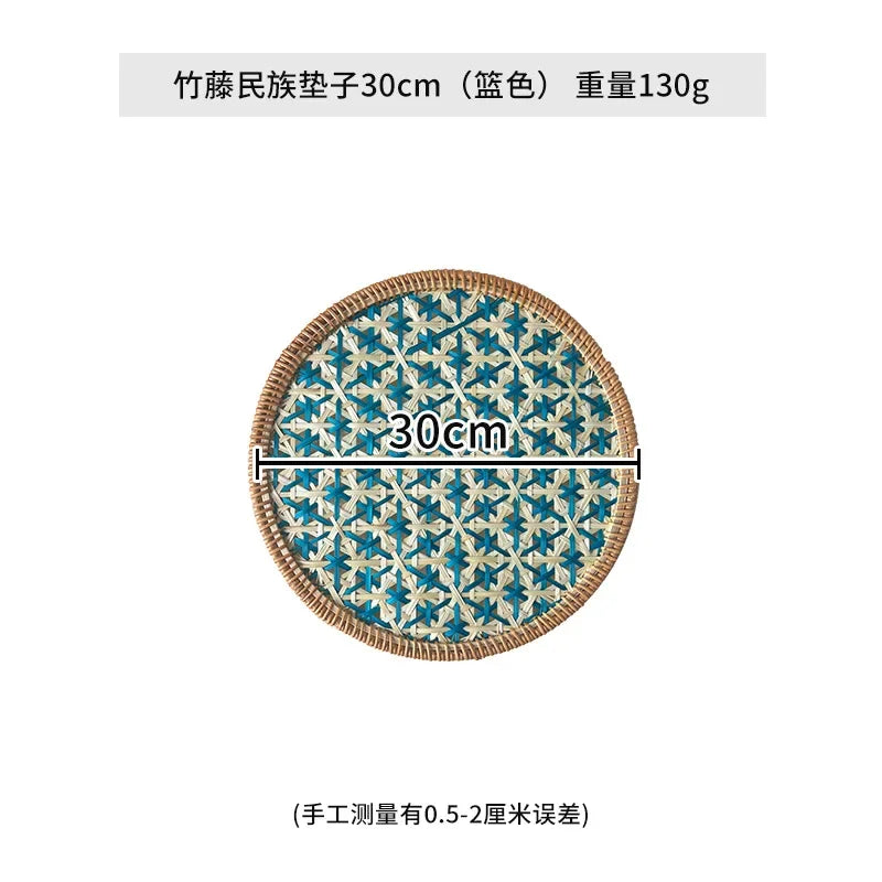 Handgewebtes Rattan Tischset im Böhmischen Stil