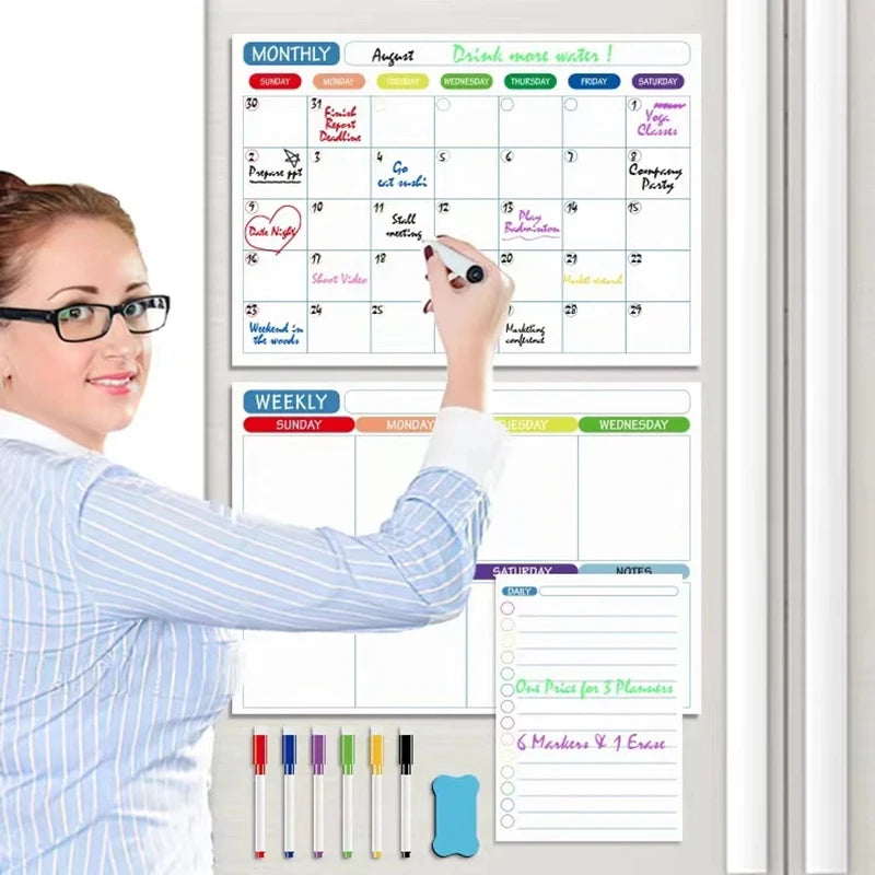 Magnetischer Monatsplaner: Trocken abwischbares Whiteboard für Kühlschrank - Tisch