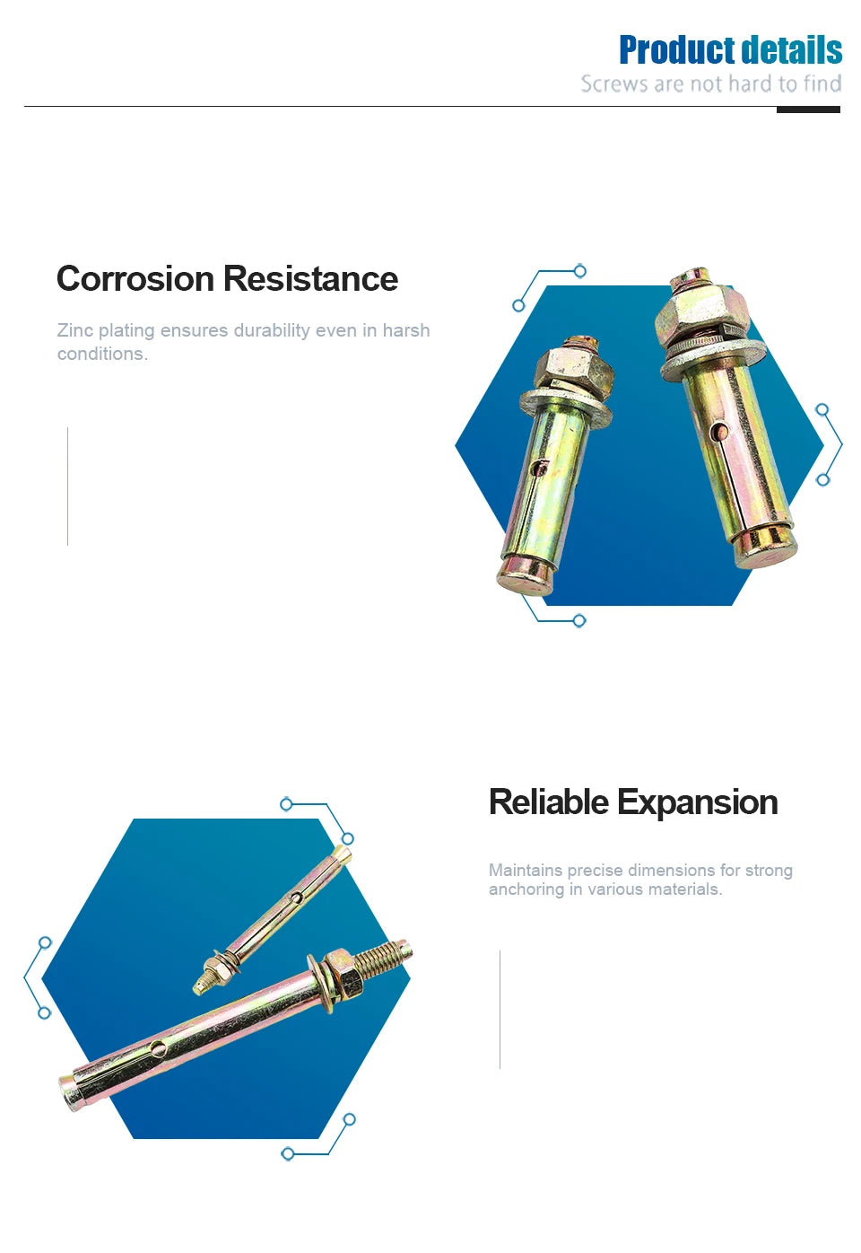 Heavy Duty Expansionsbolzenanker gelb verzinkt M6 bis M16 für Beton