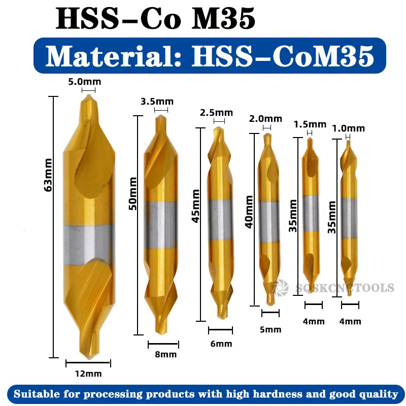 HSS Zentrierbohrer-Set 6-tlg. für präzise Metallbohrungen (1,0-5,0mm)