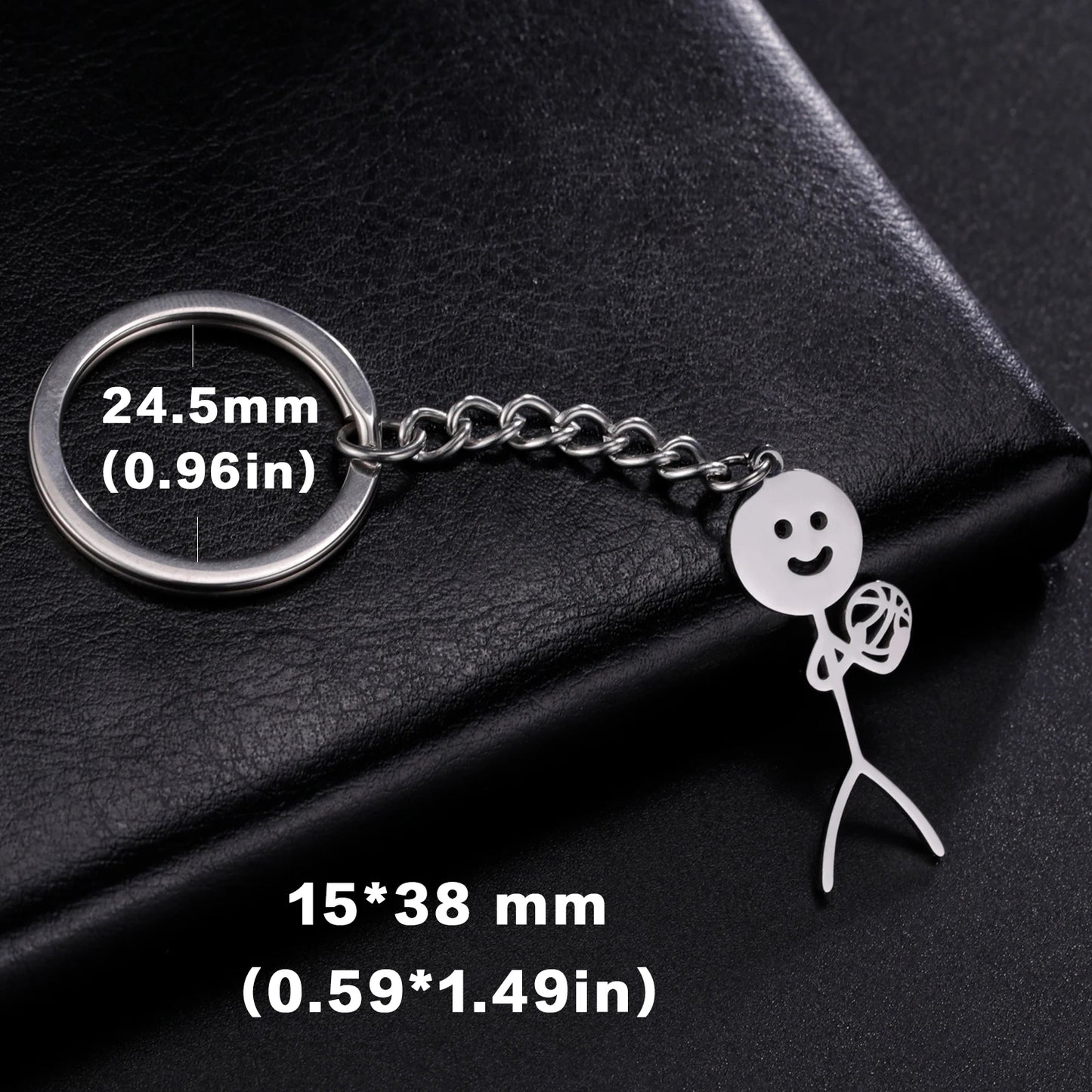 Stickman Schlüsselanhänger mit Mittelfinger Edelstahl für Auto - Tasche