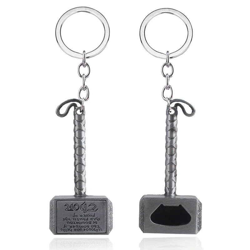 Robuster Thor Hammer Schlüsselanhänger aus silberner Zink-Legierung – stylisches Fan-Accessoire