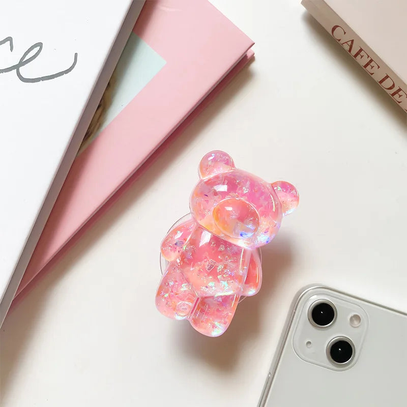 3D Glitter Bär Handyhalterung Universal aus TPU mit Standfunktion