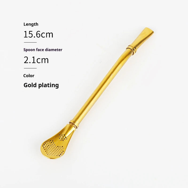 Wiederverwendbare Edelstahl Trinkhalme und Löffel mit Bürste