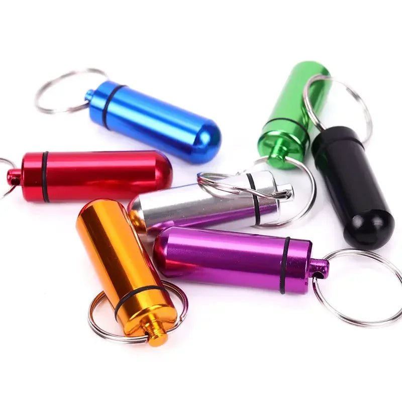 Mini Aluminium Pillenbox Schlüsselanhänger tragbar für Outdoor Reise
