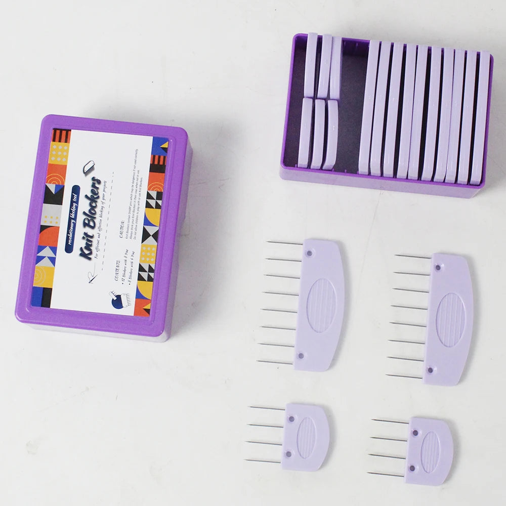 20-teiliges Edelstahl Strickblocker Set mit Kämmen und Nadeln für Stricken