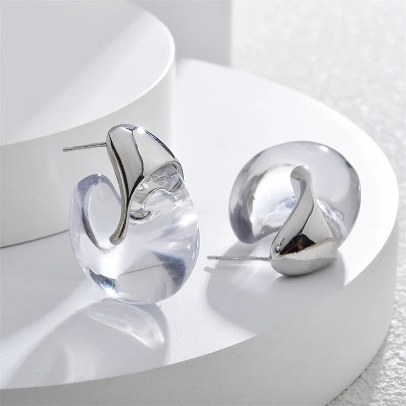 Vintage Wassertropfen Ohrringe aus Kunstharz und Kupferlegierung