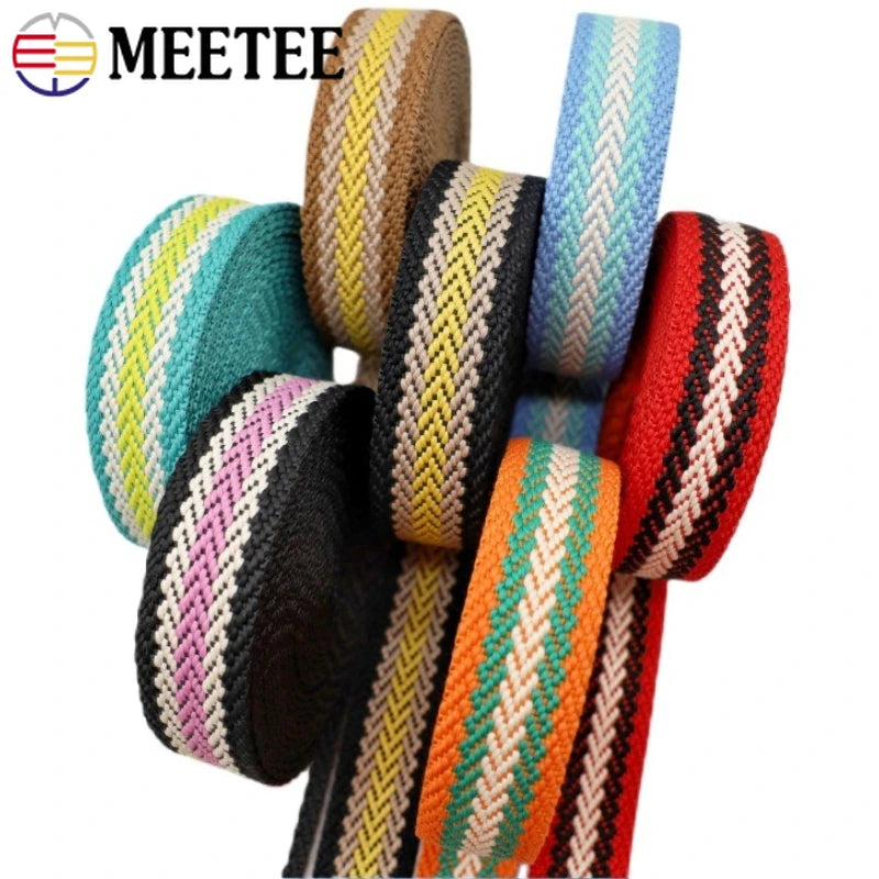 Farbig gestreiftes Baumwollgurtband 38 mm 2,5 mm dick vielseitig einsetzbar
